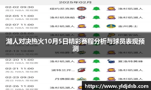 湖人对决热火10月5日精彩赛程分析与球员表现预测